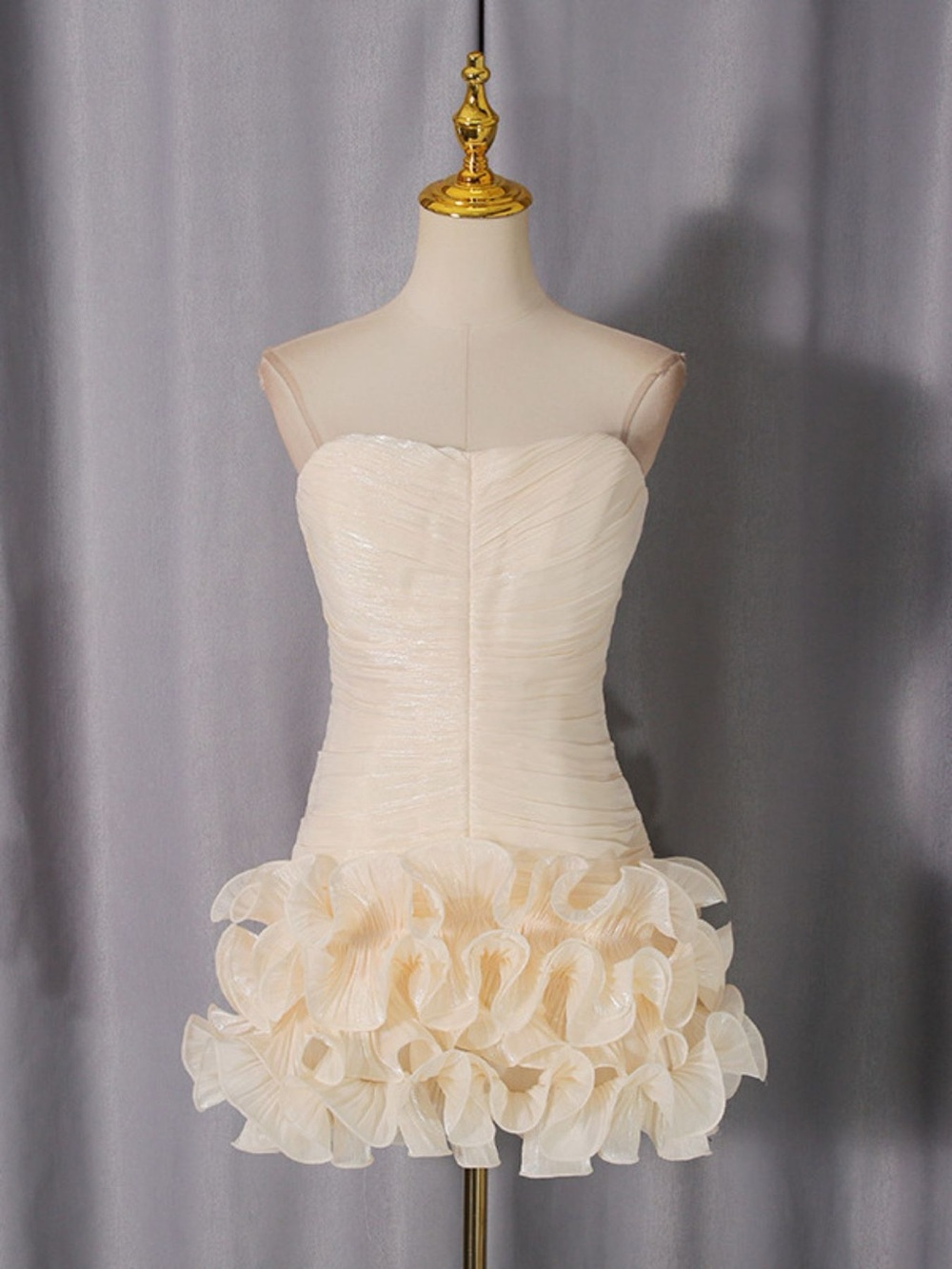 Strapless Ruffle Ruched Mini Dress - Picture 3 of 13